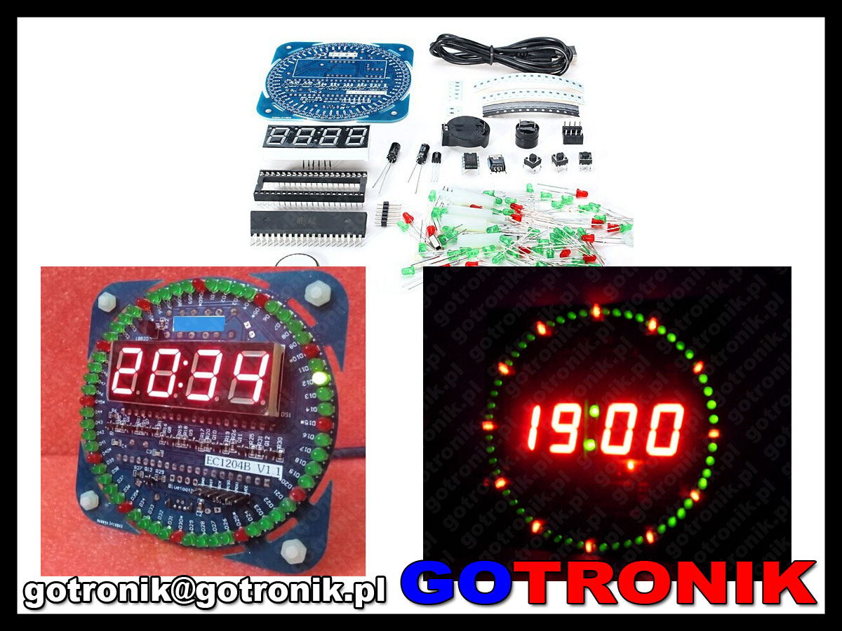Zegar elektroniczny LED EC1204b DIY DS1302 Rotation LED Electronic Clock Kit 51 SCM Learning Board
