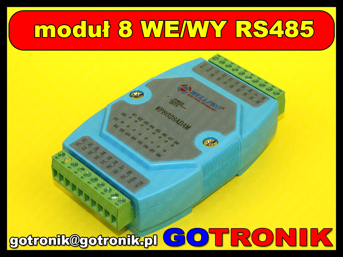 moduł 8 we wy i/o modbus rs485 wp8028adam wellpro wellpro