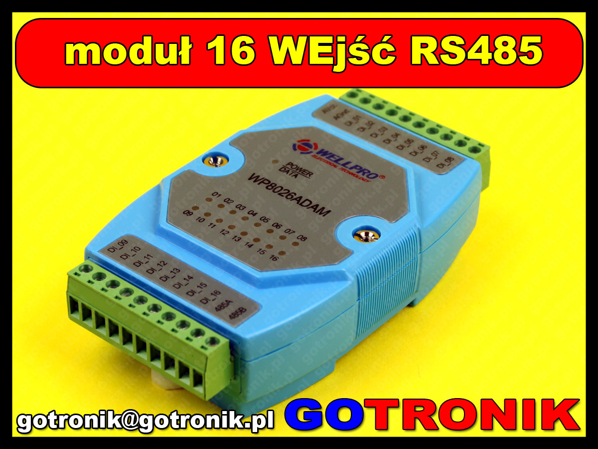 moduł 16 cyfrowych wejść input modbus rs485 wp8026adam wellpro