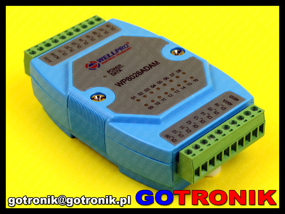 moduł 16 cyfrowych wejść input modbus rs485 wp8026adam wellpro