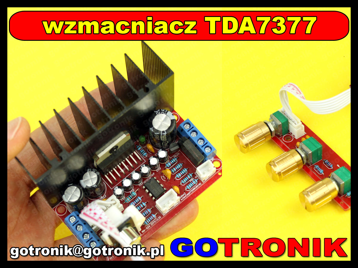 wzmacniacz mocy TDA7377 2.1 stereo + subwoofer filtr aktywny dolnoprzepustowy audio bas