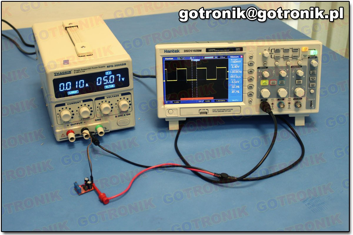 BTE-313 generator NE555 impulsów przebiegu prostokątnego regulacja częstotliwości współczynnika wypełnienia