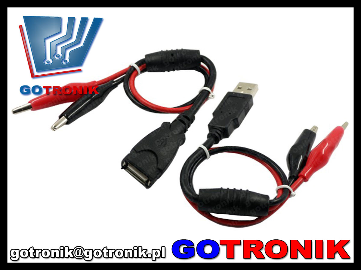 BTE-361 przewód adapter przejściówka USB A na krokodyle 3A 5A wzmocnione BTE361