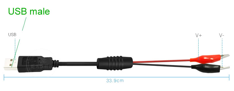 BTE-361 przewód adapter przejściówka USB A na krokodyle 3A 5A wzmocnione BTE361
