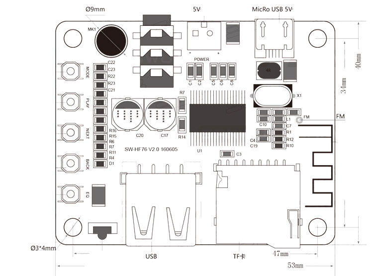 odtwarzacz mp3, dekoder, FLAC, WAV, MP3, WMA, bte-384 bluetooh, usb, sd card, 