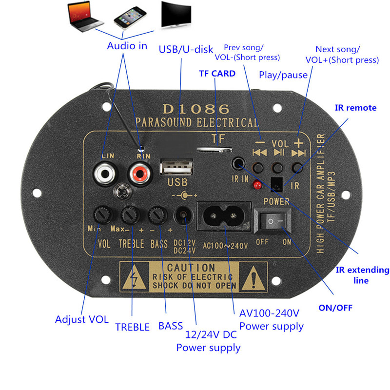 wzmaczniacz mocy audio odtwarzacz mp3 usb bluetooth sdcard BTE-549 D1086 parasound electrical