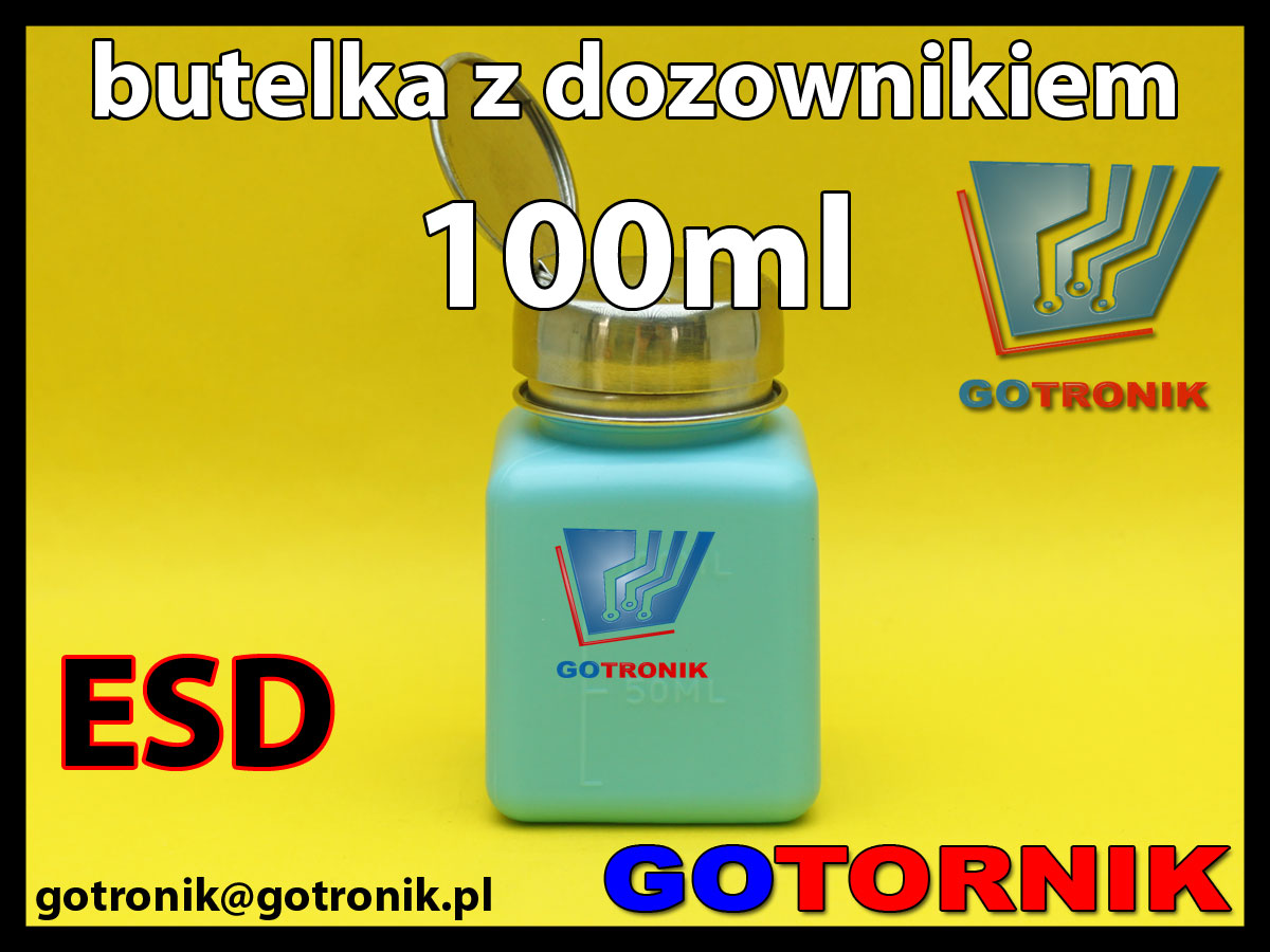 Butelka antystatyczna ESD z dozownikiem 100ml do izopropanolu, alkoholu
