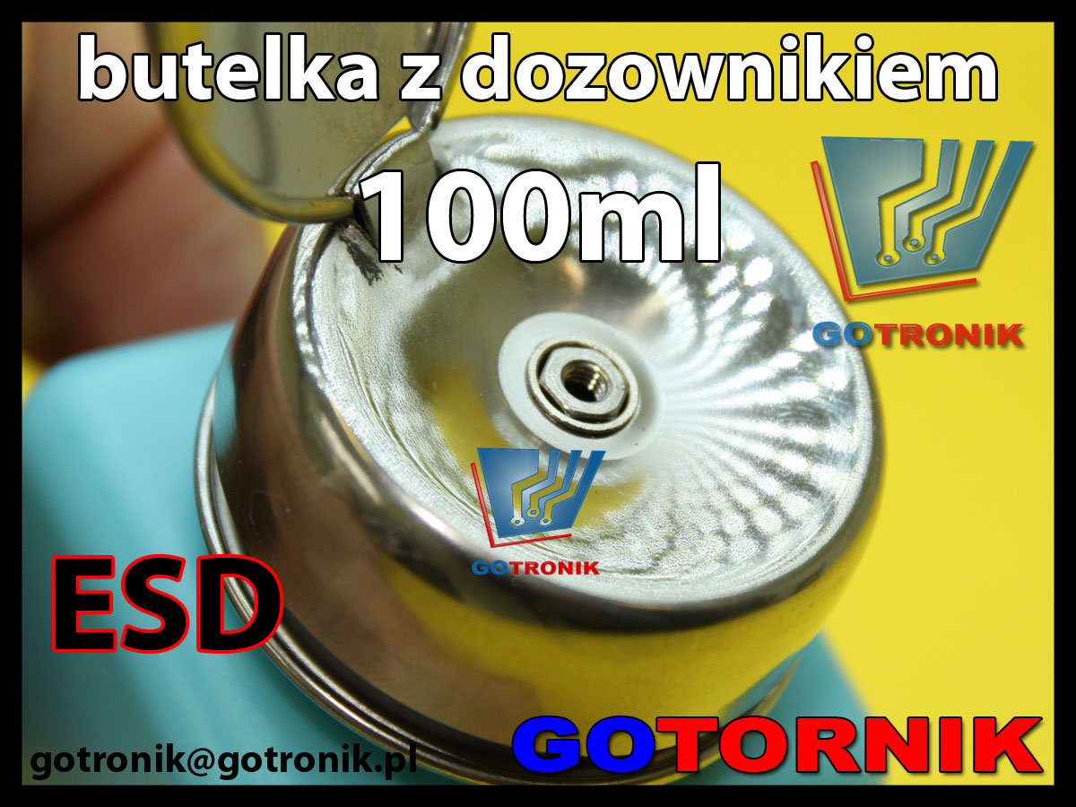 Butelka antystatyczna ESD z dozownikiem 100ml do izopropanolu, alkoholu