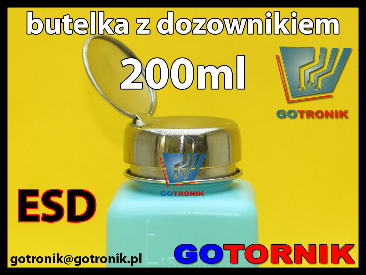 Butelka antystatyczna ESD z dozownikiem 200ml do izopropanolu, alkoholu