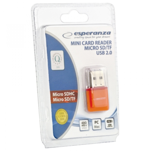 ESPERANZA CZYTNIK KART MICRO SD USB POMARAŃCZOWY EA134O