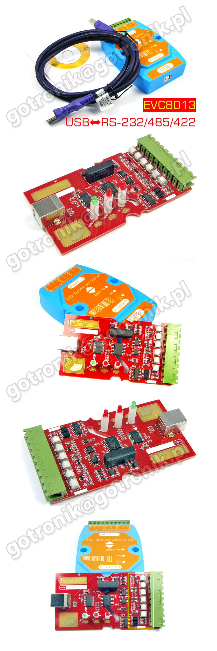 EVC8013 - konwerter USB - RS485/RS422/RS232 z izolacją