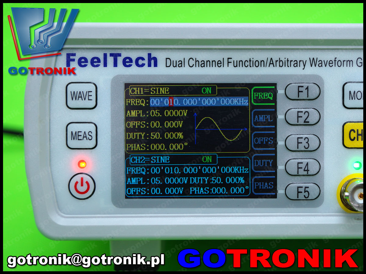 FY6600 Feeltech generator funkcyjny arbitralny stołowy laboratoryjny DDS dwukanałowy, miernik częstotliwości 100MHz