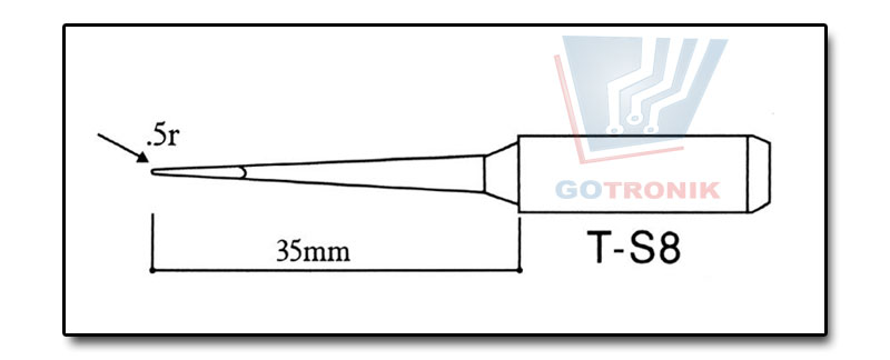 Grot 900M-T-S8 Aoyue prosty długi ostry do lutowania SMD