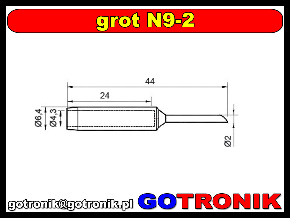 Grot N9-2 - ściety 2,00mm do stacji lutowniczych groty z serii: ZD-8916, ZD-8917B, ZD-8936