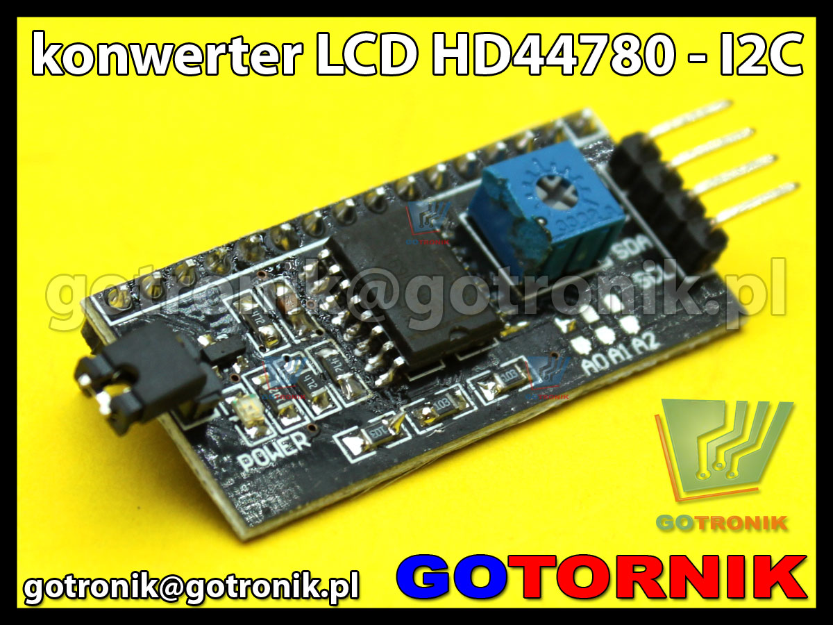 Konwerter LCD HD44780 - I2C do zastosowań w Arduino AVR ARM PIC