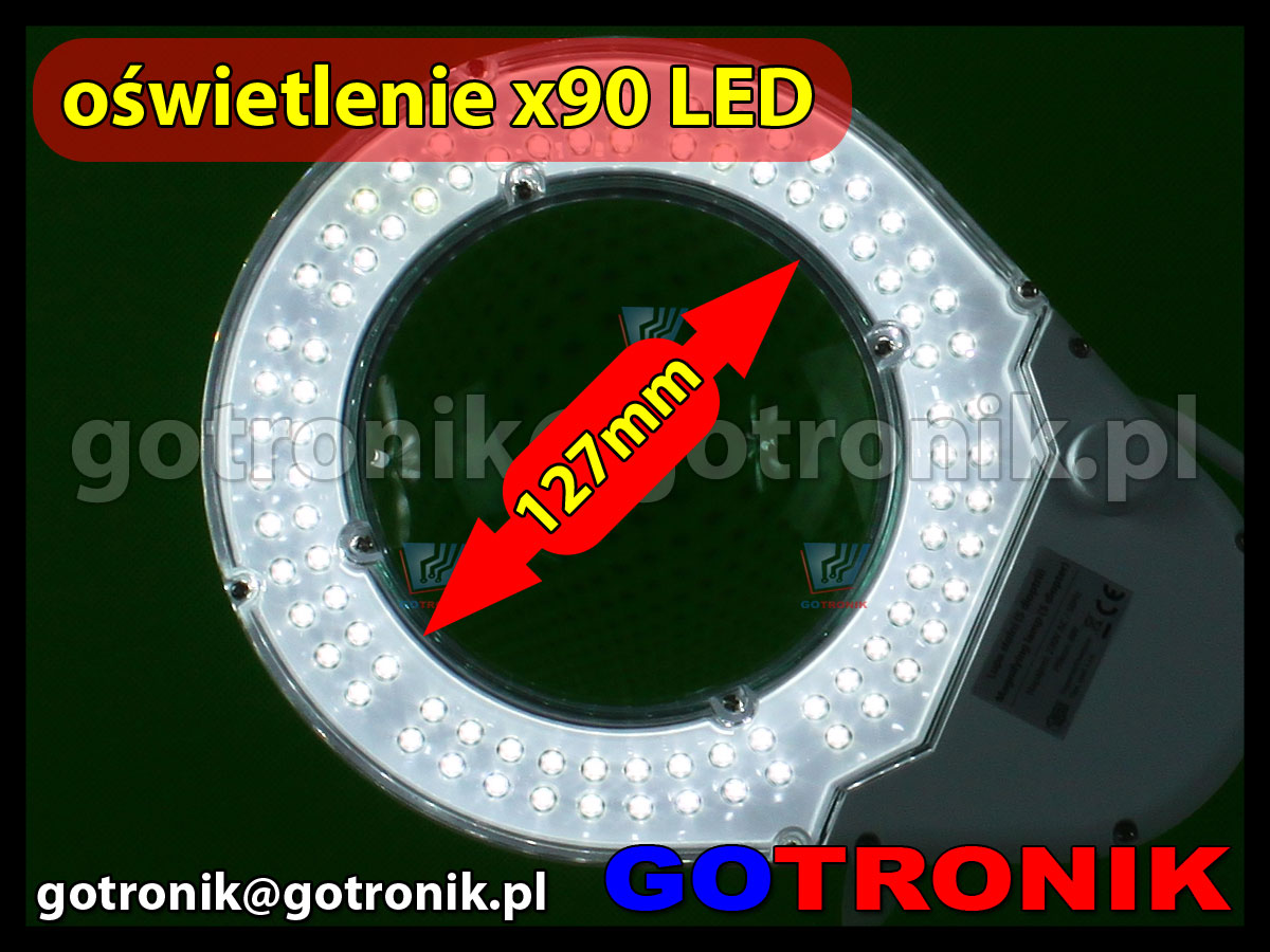 Lampa x90 diod LED z lupą o powiększeniu 3D x1,75