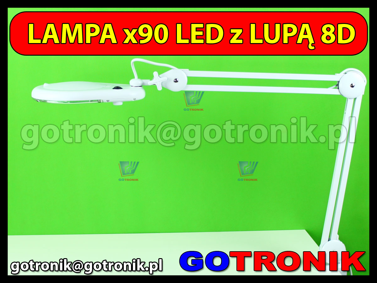 Lampa x90 diod LED z lupą o powiększeniu 8D x2,75