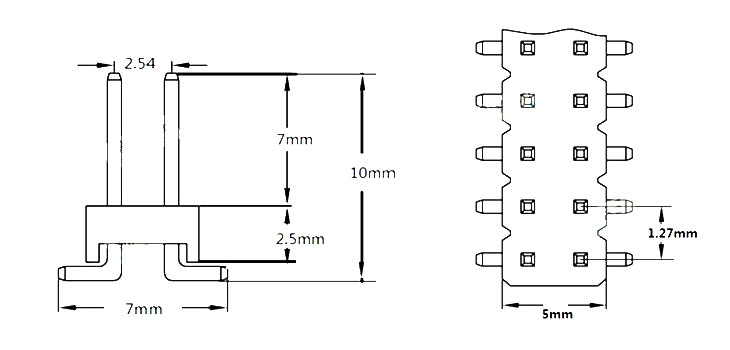 Listwa stykowa 2x40 pin raster 1,27mm SMD