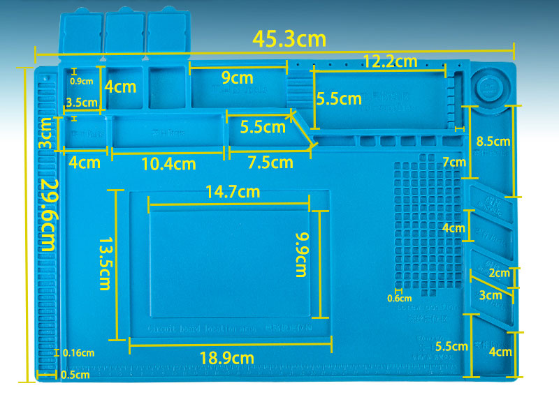 MAT-015 silikonowa mata antystatyczna do lutowania serwisowa GSM odporna na temperaturę 45cm x 30cm MAT015 ESD