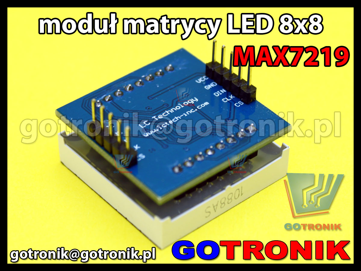 Moduł wyświetlacza matrycy LED matrix 8x8 sterowanego układem MAX7219 SPI