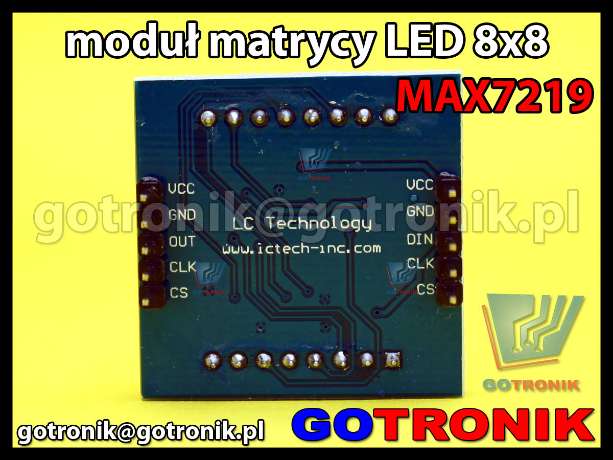 Moduł wyświetlacza matrycy LED matrix 8x8 sterowanego układem MAX7219 SPI