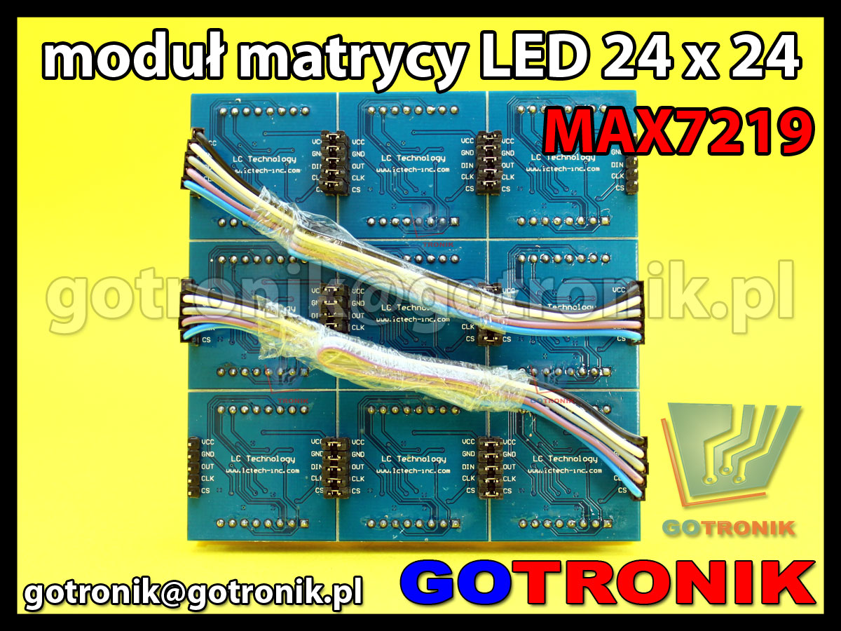 Moduł wyświetlacza matrycy LED matrix 24x24 sterowanego układem MAX7219 SPI