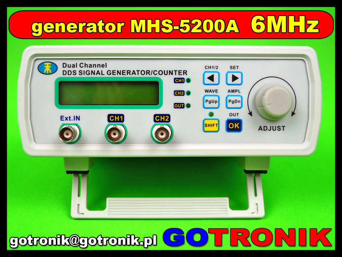 Generator sygnałowy funkcyjny dds przebiegów sinusoidalny arbitralny dwukanałowy MHS-5200A USB