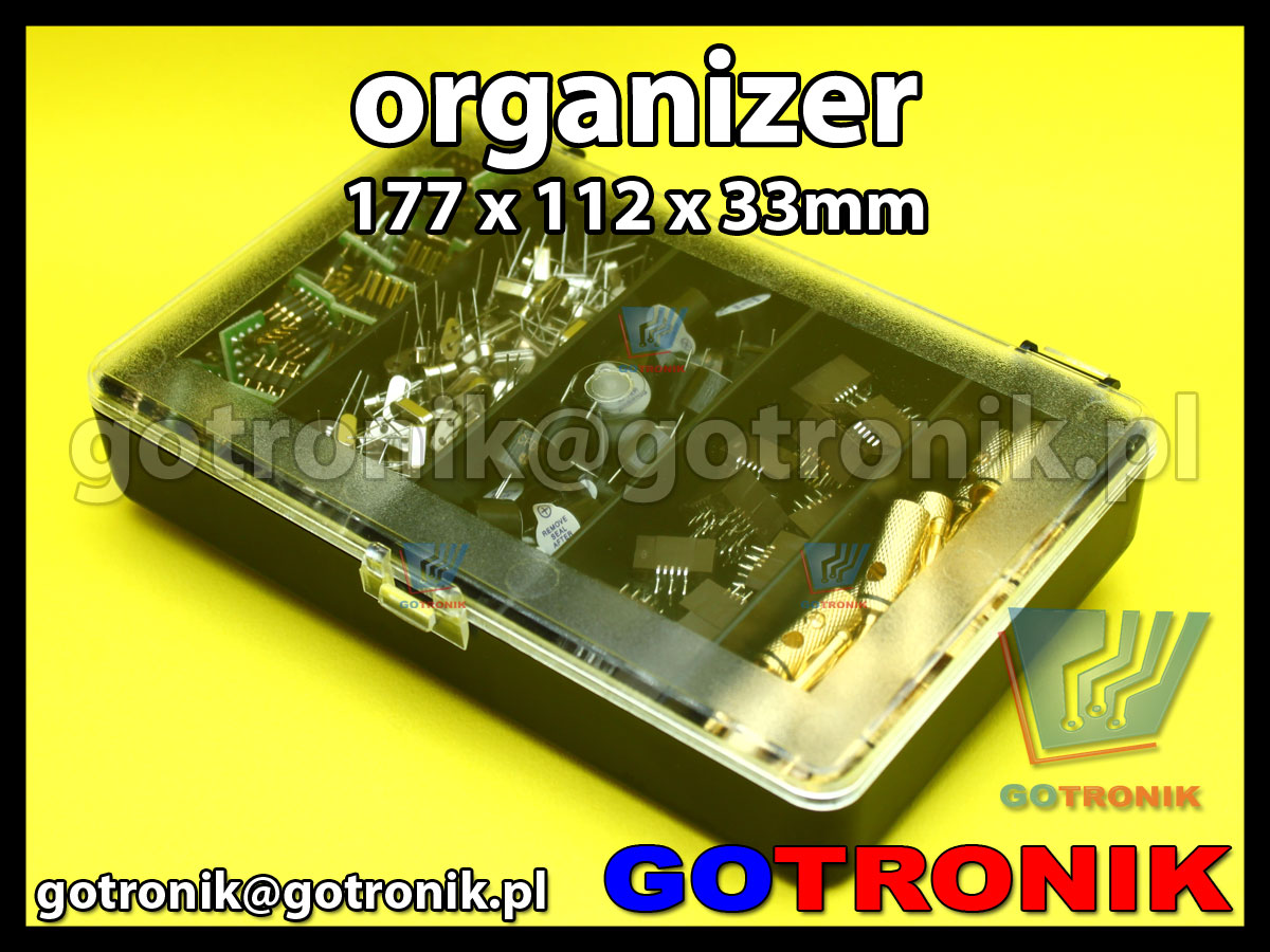 organizer z 5 przegródkami o wymiarach 177x112x33mm czarny