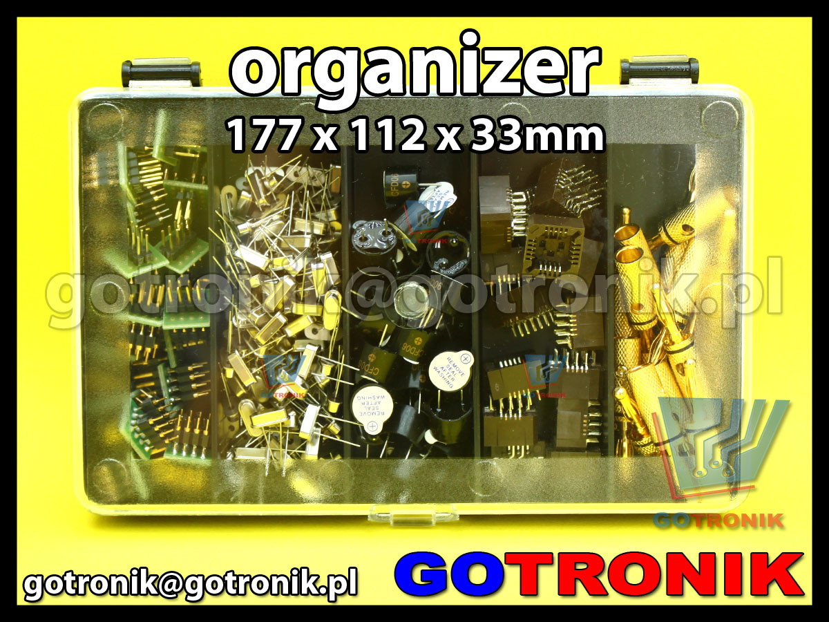 organizer z 5 przegródkami o wymiarach 177x112x33mm czarny