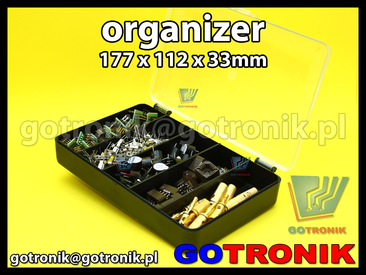 organizer z 5 przegródkami o wymiarach 177x112x33mm czarny