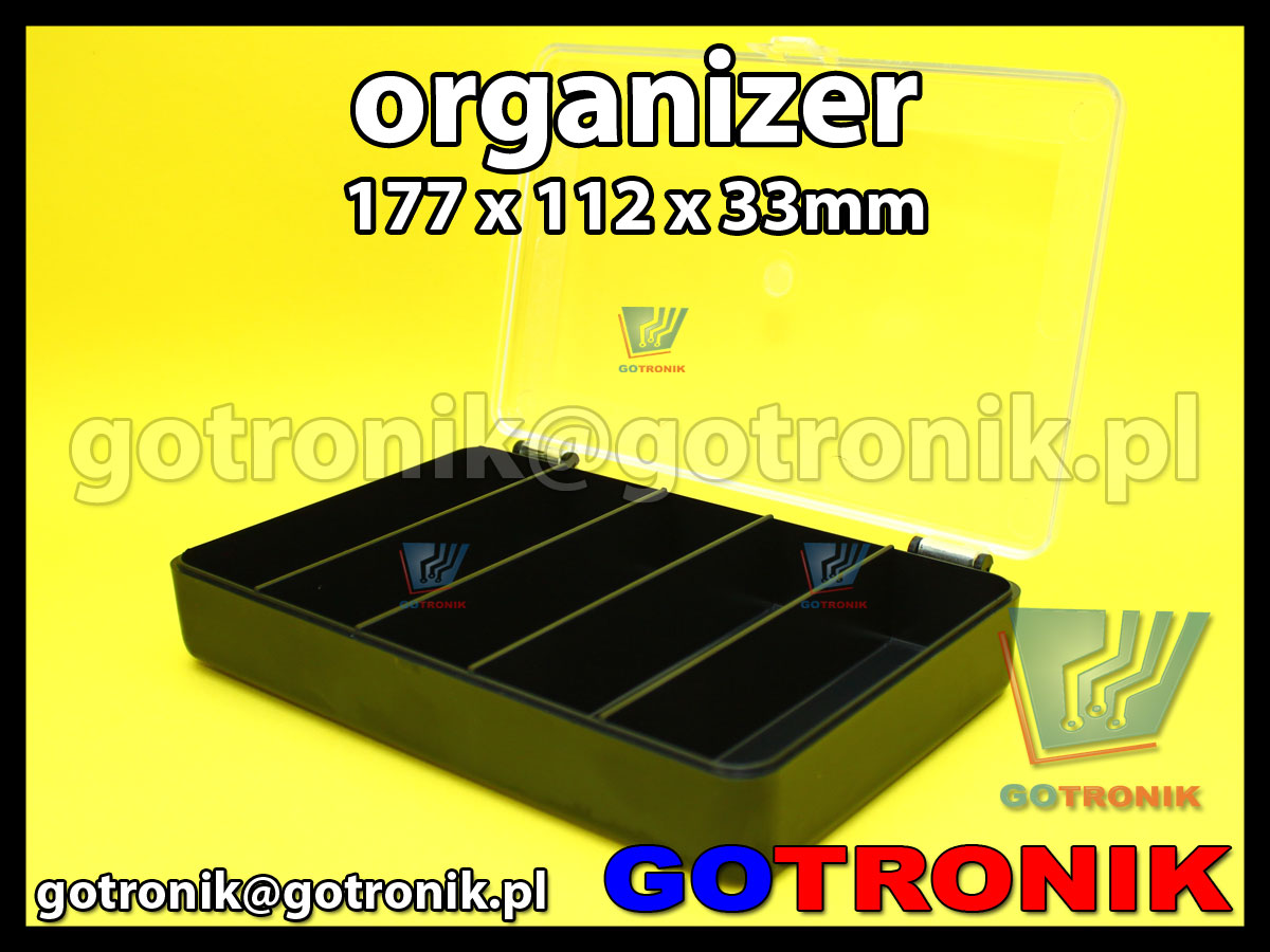 organizer z 5 przegródkami o wymiarach 177x112x33mm czarny