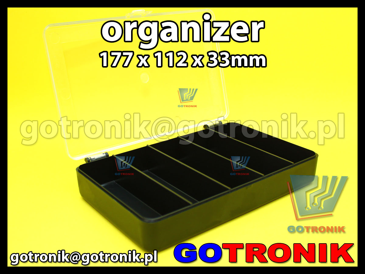 organizer z 5 przegródkami o wymiarach 177x112x33mm czarny