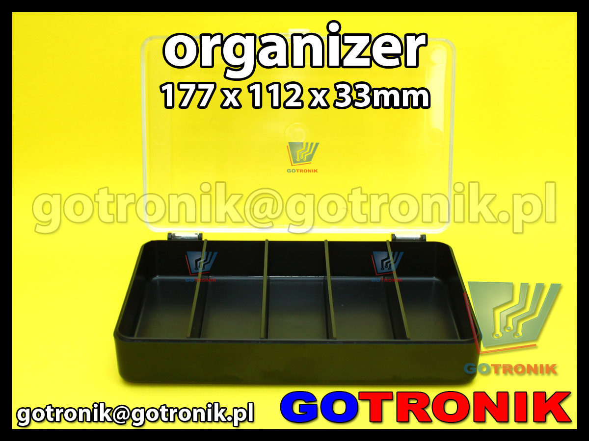 organizer z 5 przegródkami o wymiarach 177x112x33mm czarny