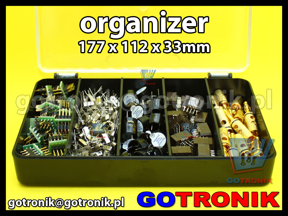 organizer z 5 przegródkami o wymiarach 177x112x33mm czarny