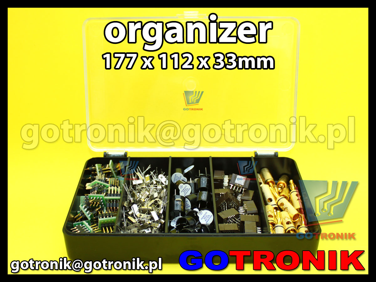 organizer z 5 przegródkami o wymiarach 177x112x33mm czarny