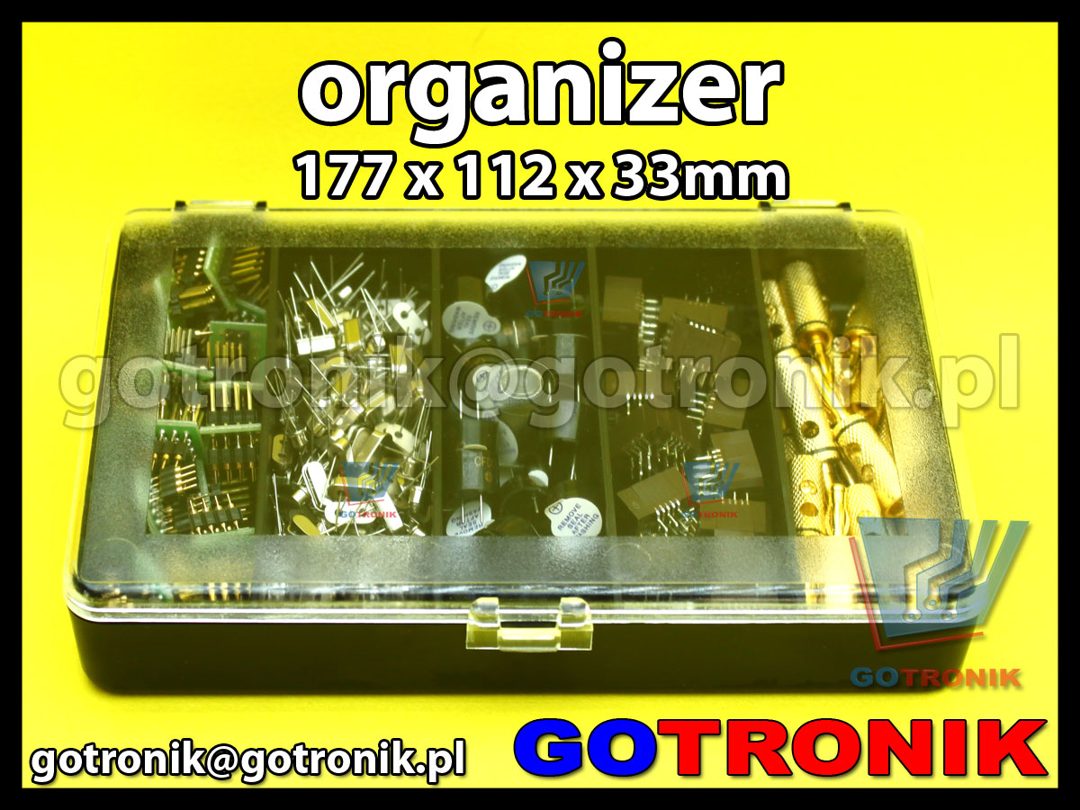 organizer z 5 przegródkami o wymiarach 177x112x33mm czarny