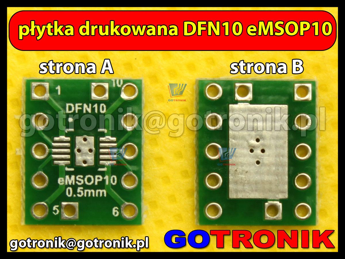 Płytka drukowana DFN10 eMSOP10 raster 0,5mm na DIP10