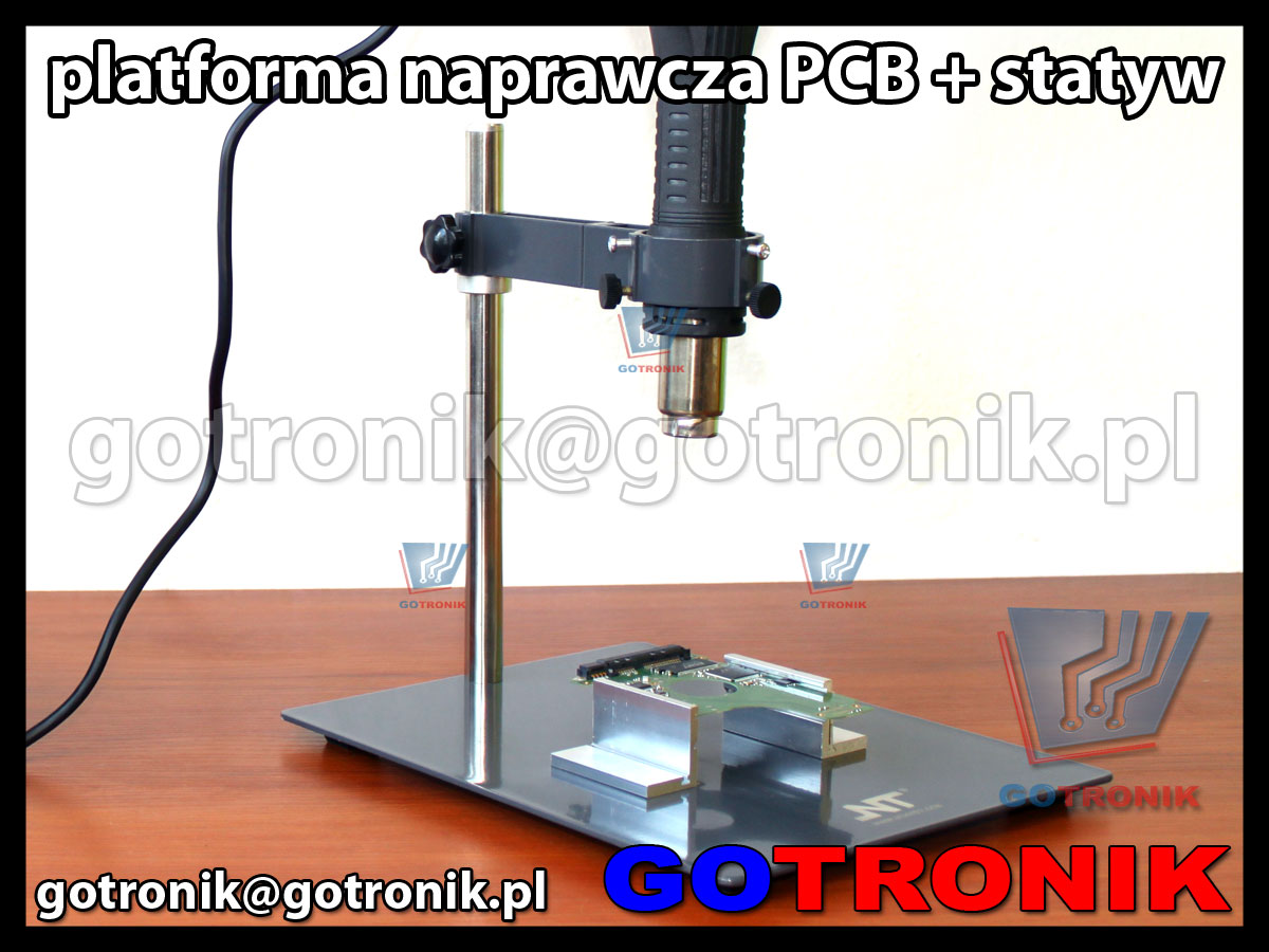 Platforma naprawcza F-202 z uchwytem do płytek PCB + statyw do kolby HOT-AIR