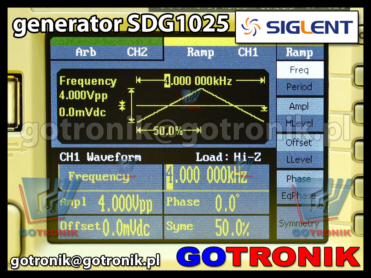 geranator funkcyjny arbitralny DDS model SDG1025 produkcji Siglent