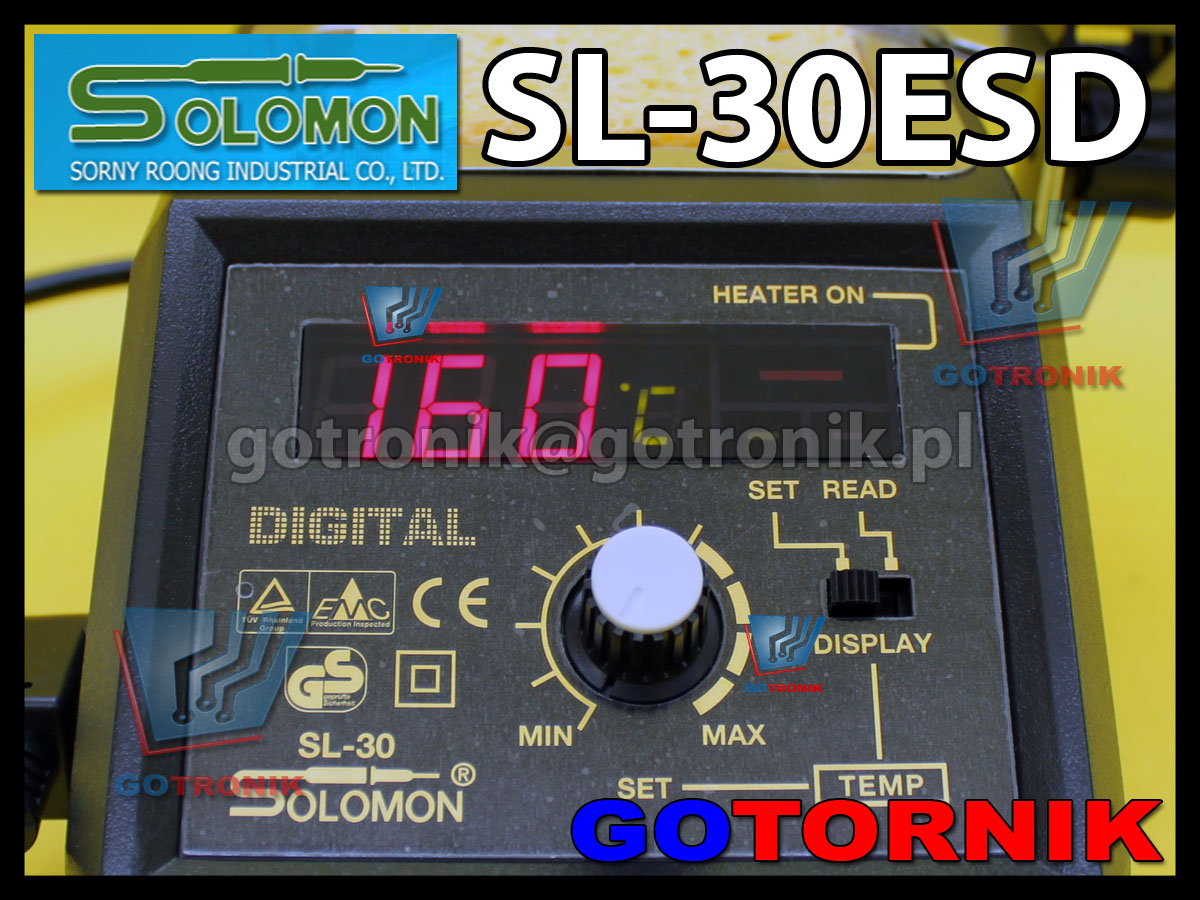 Stacja lutownicza SL-30ESD Solomon z cyfrowym wyświetlaczem temperatury 