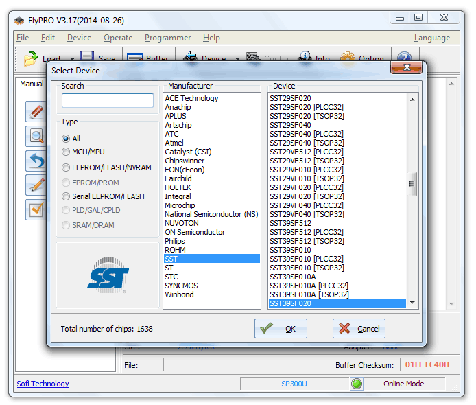 Fly PRO oprogramowanie dla programatora SP300U