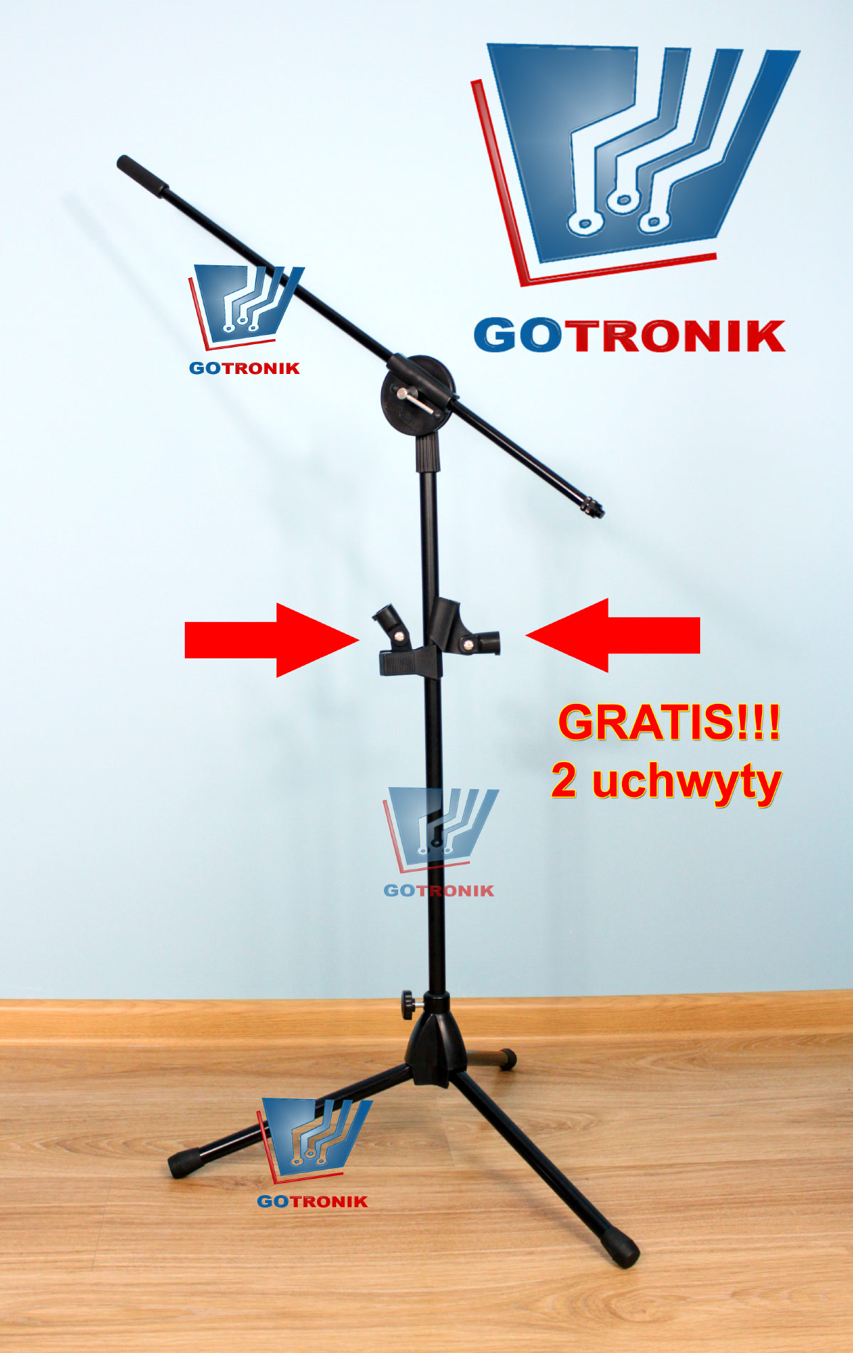 Stojak statyw mikrofonowy GMS-08 +2 uchwyty GRATIS