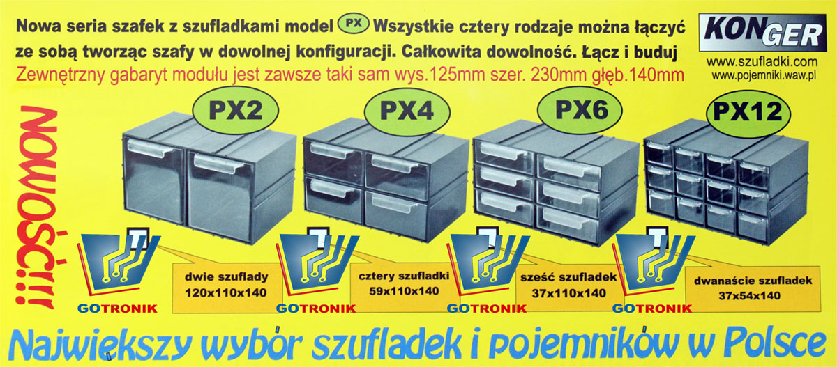 Szufladki modułowe z serii PX