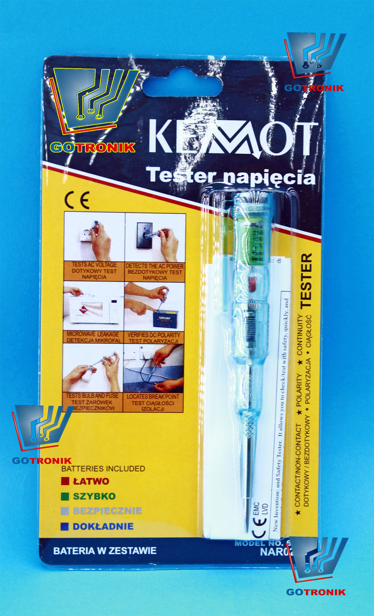Wskaźnik napięcia Kemot 70-600V AC detektor próbnik miernik multimetr