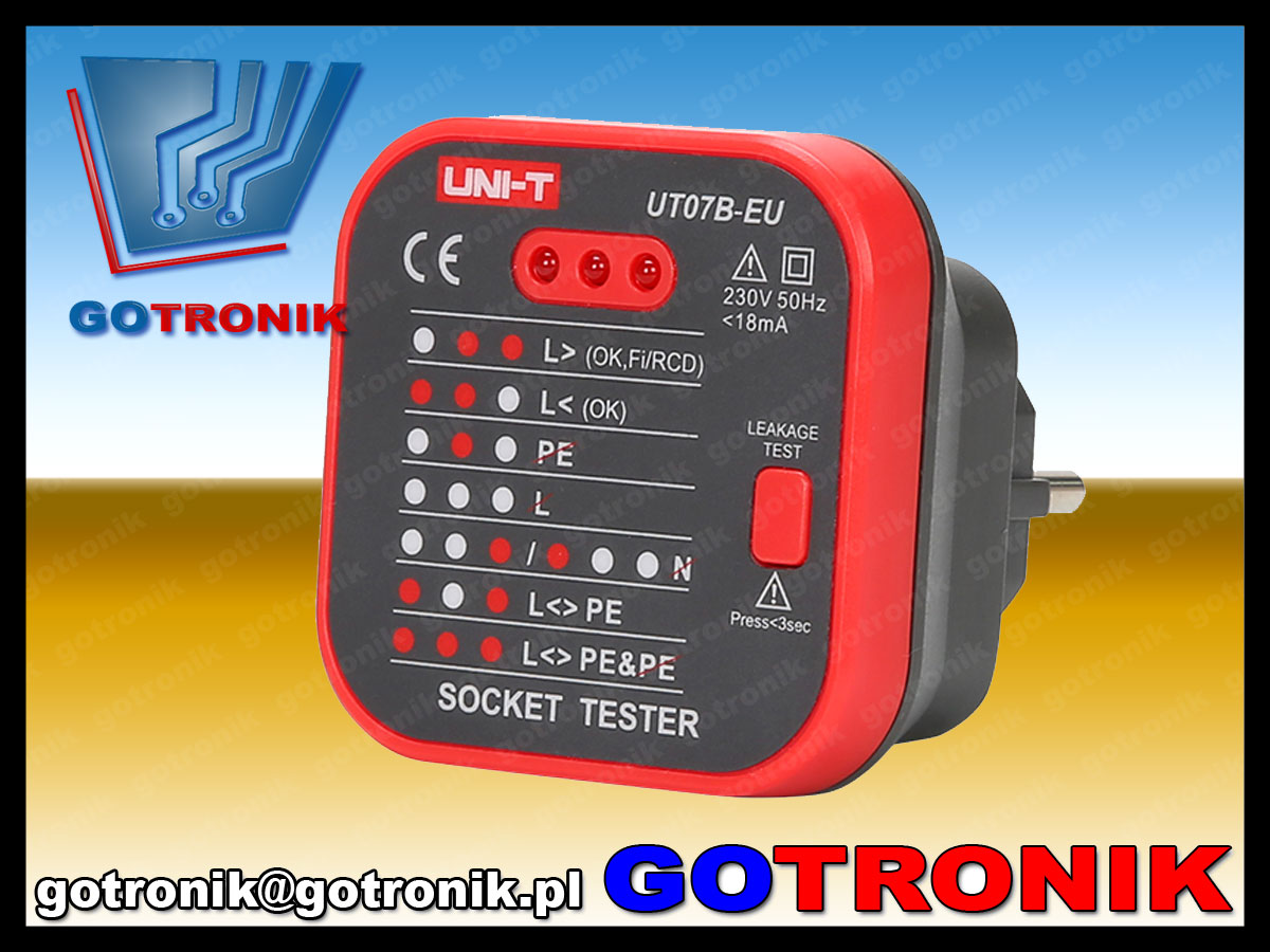 UT07B-EU tester do gniazdek sieciowych AC i RCD detektor próbnik miernik multimetr wskaźnik