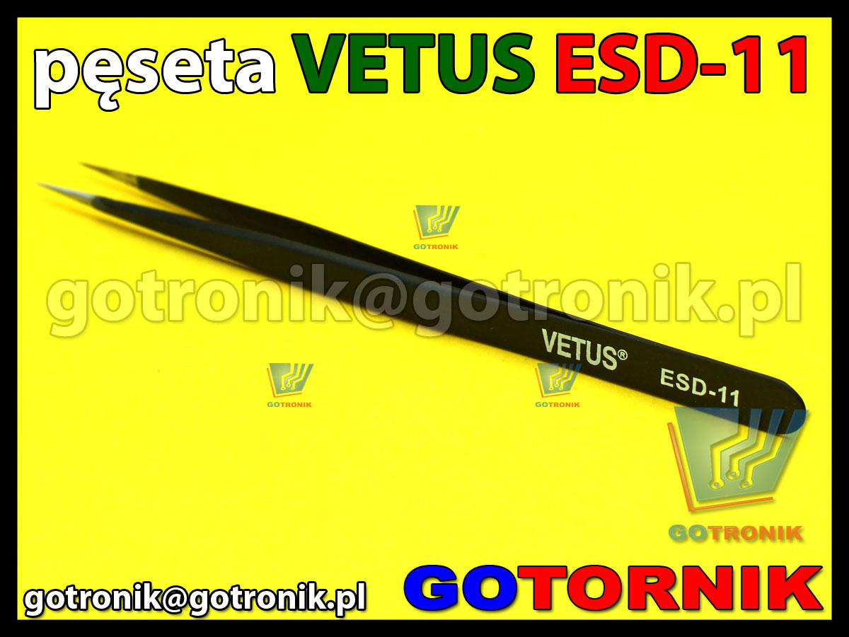 Pęseta ESD-11 VETUS pincenta antymagnetyczna końcówka prosta ostra długa