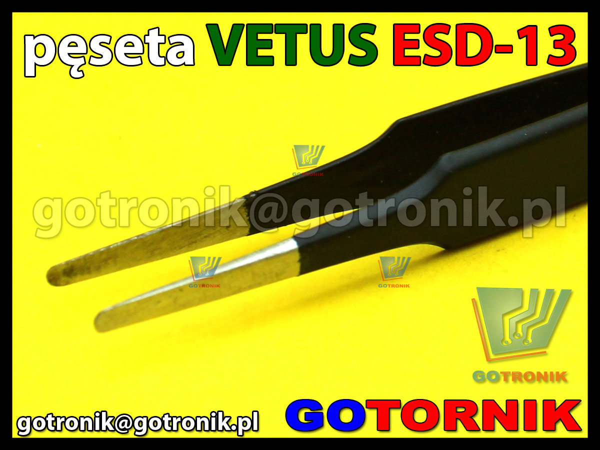 Pęseta ESD-15 VETUS pincenta antymagnetyczna końcówka prosta zaokrąglona