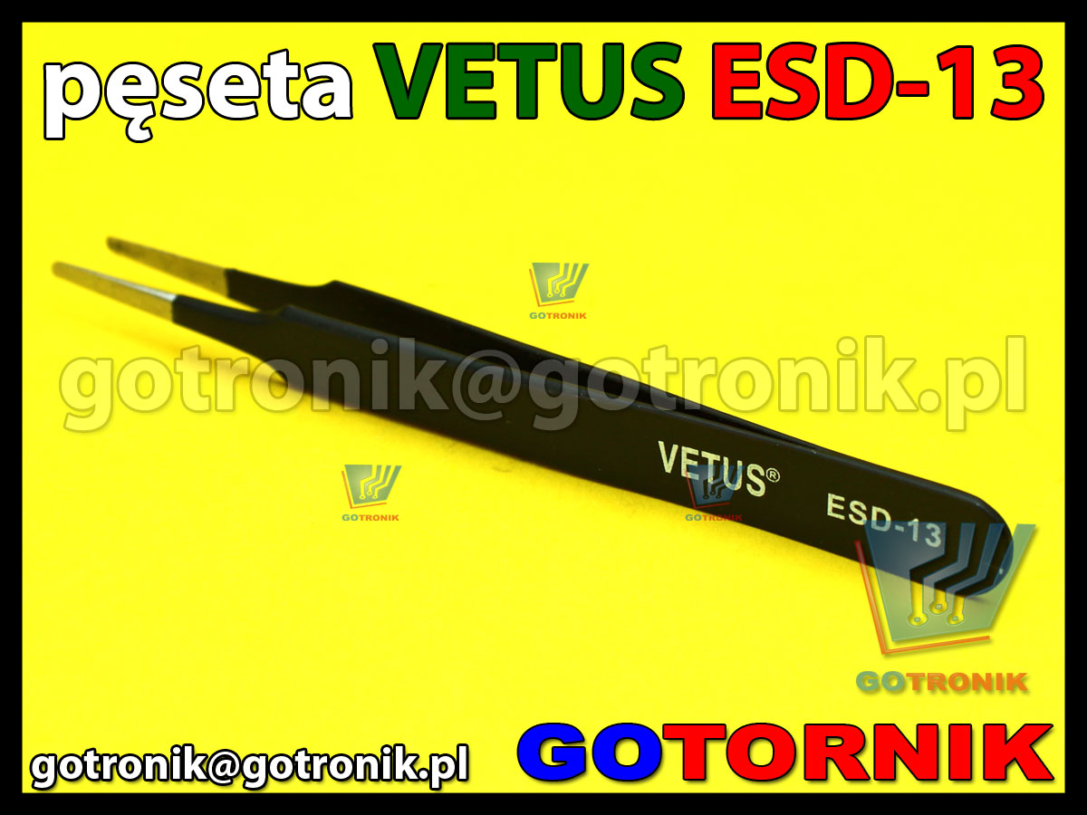 Pęseta ESD-15 VETUS pincenta antymagnetyczna końcówka prosta zaokrąglona