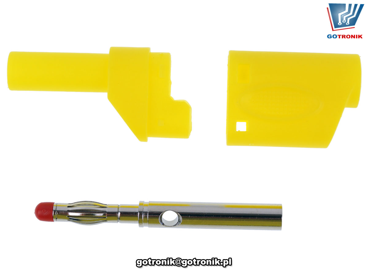 Wtyk banan 4mm prosty bezpieczny żółty Amass 25.502.3