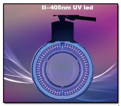 lampa UV ultrafiolet z lupą 5d, lampa 9001LED-5D-BLACK-UV, lampa ze szkłem powiększającym, lupa z podświetleniem, lupa z oświetleniem, lampa z powiększeniem, Lampa x60 diod LED z lupą o powiększeniu 5D x2,25